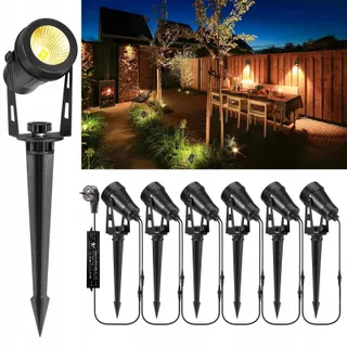 GREENCICK LED Verlichting 21m 6 Tuinlampen 12V 3W IP65 Warm Wit — miniatuur 1