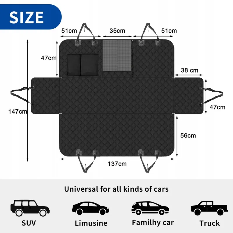 SOSAYET Hondendeken Auto Waterdicht Antislip 137x147cm — foto 2