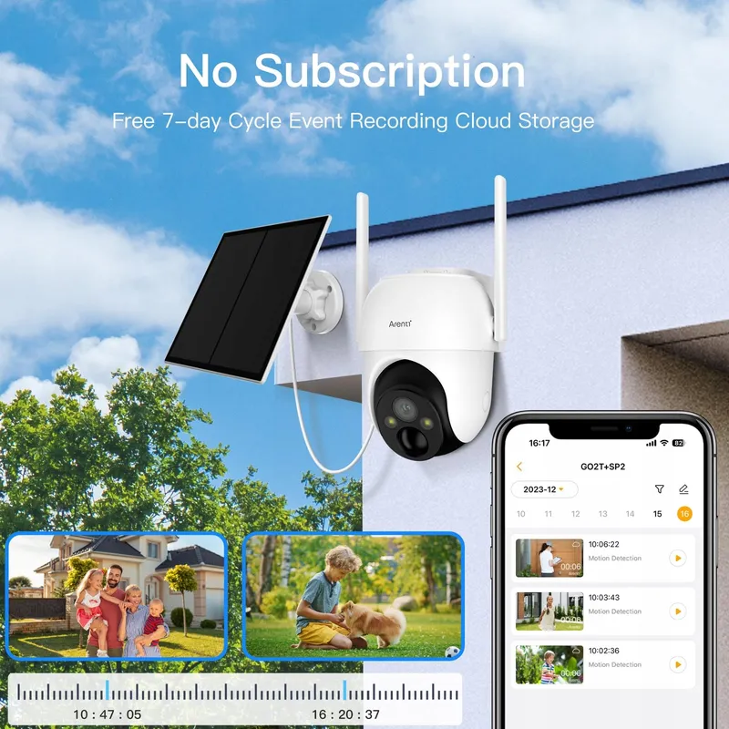 ARENTI Camera Buiten 2K 3MP Draadloos Solar PTZ 360° WiFi — foto 7