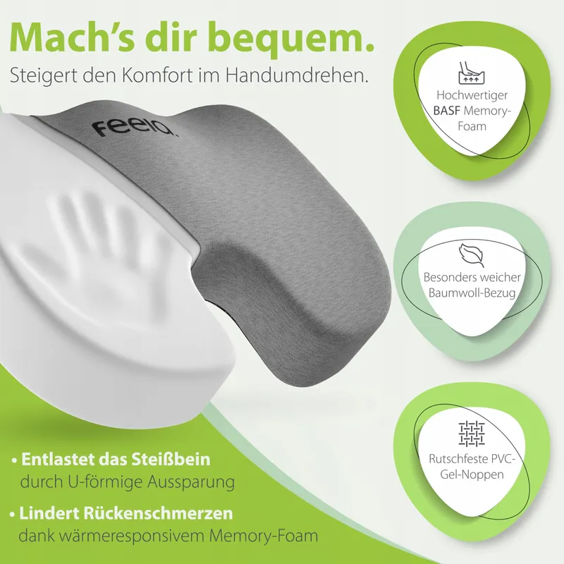 FEELA Orthopedisch Kussen Ergonomisch Universeel Grijs 36x45cm — foto 3