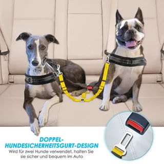 SLOWTON Veiligheidsgordel Hond Auto Verstelbaar Reflecterend Geel — miniatuur 2