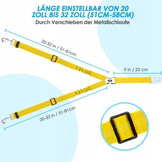 SLOWTON Veiligheidsgordel Hond Auto Verstelbaar Reflecterend Geel — miniatuur 7