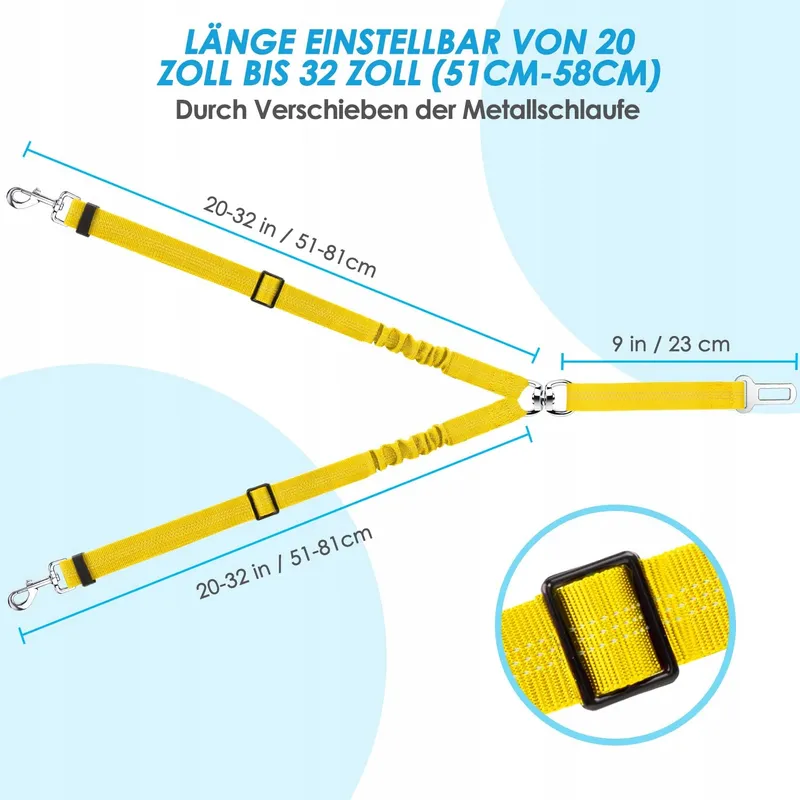 SLOWTON Veiligheidsgordel Hond Auto Verstelbaar Reflecterend Geel — foto 7