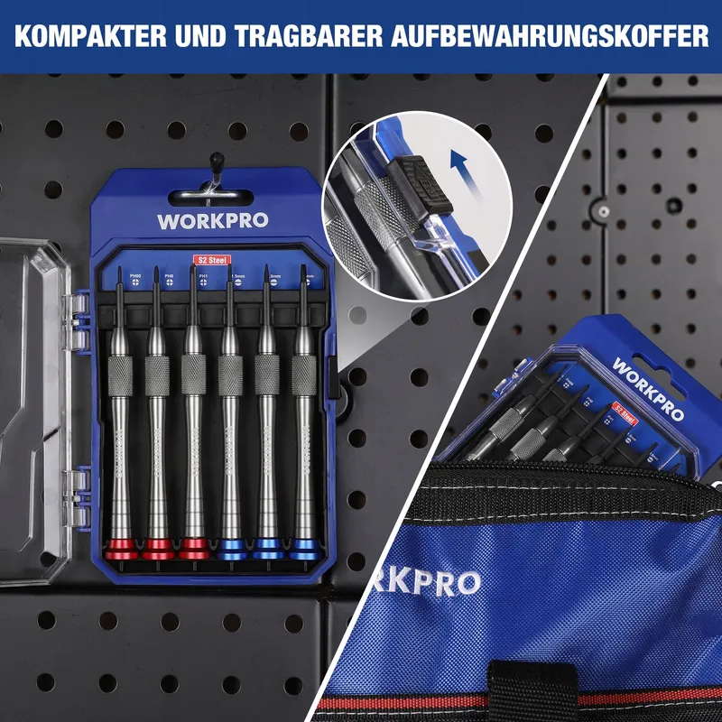 WORKPRO Mini Schroevendraaierset 6-delig Precisie Magnetisch — foto 8