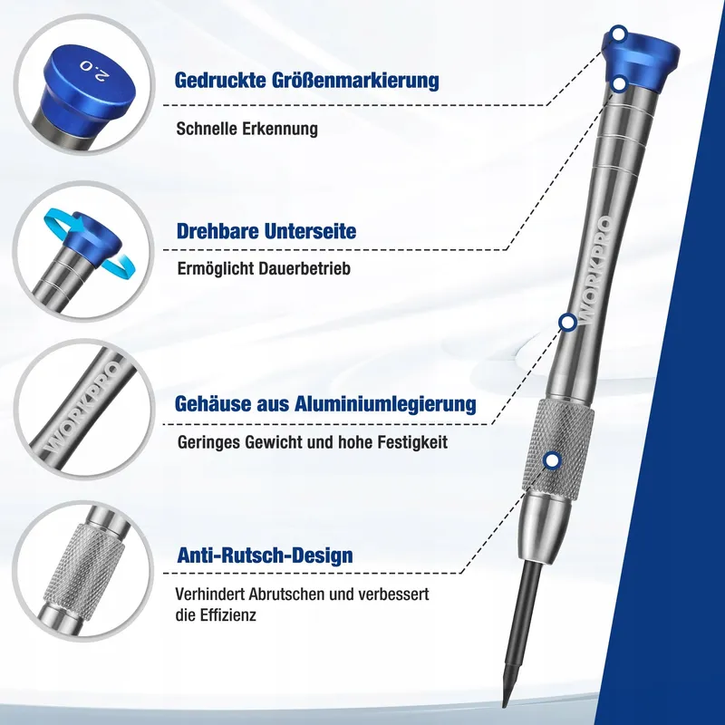 WORKPRO Mini Schroevendraaierset 6-delig Precisie Magnetisch — foto 4