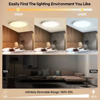 AISUTHA LED Plafondlamp 24W 2800LM Dimbaar Afstandsbediening IP54 — miniatuur 3