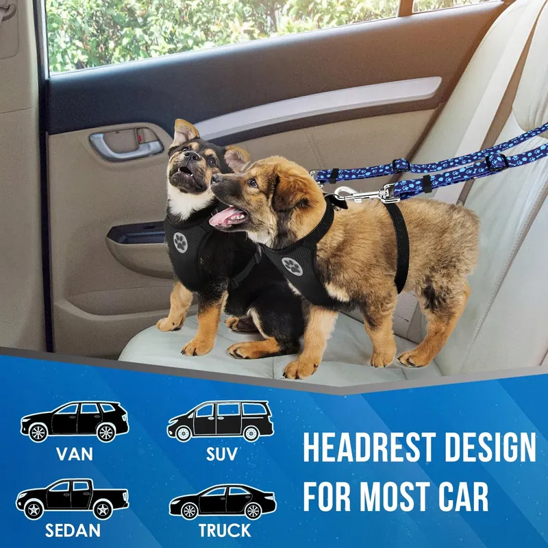SLOWTON Dubbele Veiligheidsgordel Honden Auto Roze — foto 4