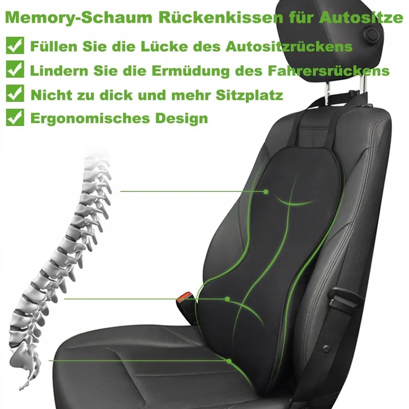 FOUNDCOOL Ergonomisch Lendenkussen Memory Foam Auto 54x43cm — foto 4
