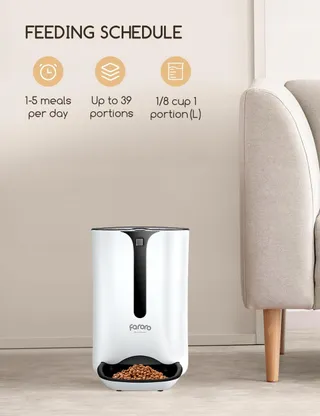 FARORO Automatische Voerautomaat 7L Timer 5 Maaltijden Portiecontrole — miniatuur 2