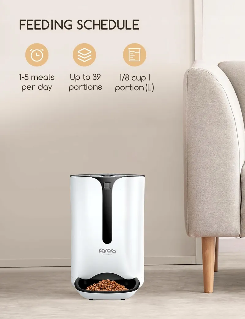 FARORO Automatische Voerautomaat 7L Timer 5 Maaltijden Portiecontrole — foto 2