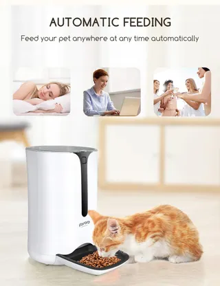 FARORO Automatische Voerautomaat 7L Timer 5 Maaltijden Portiecontrole — miniatuur 3