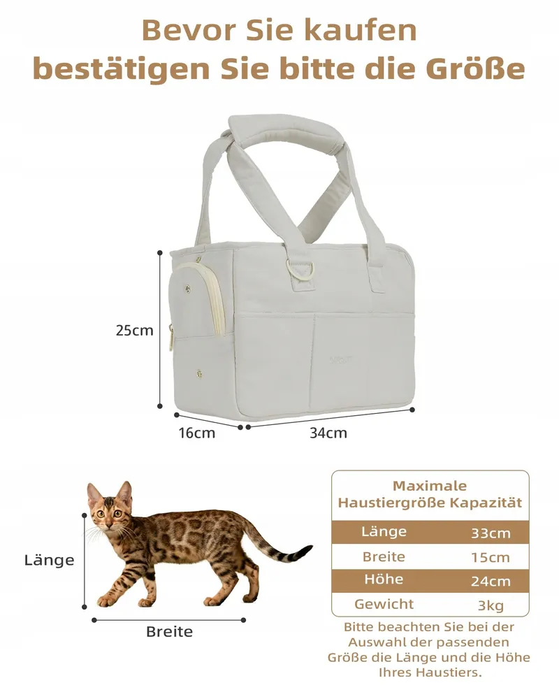 ONECUTE Draagtas Kleine Honden Katten Konijnen Opvouwbaar Grijs 34x16x25cm — foto 2