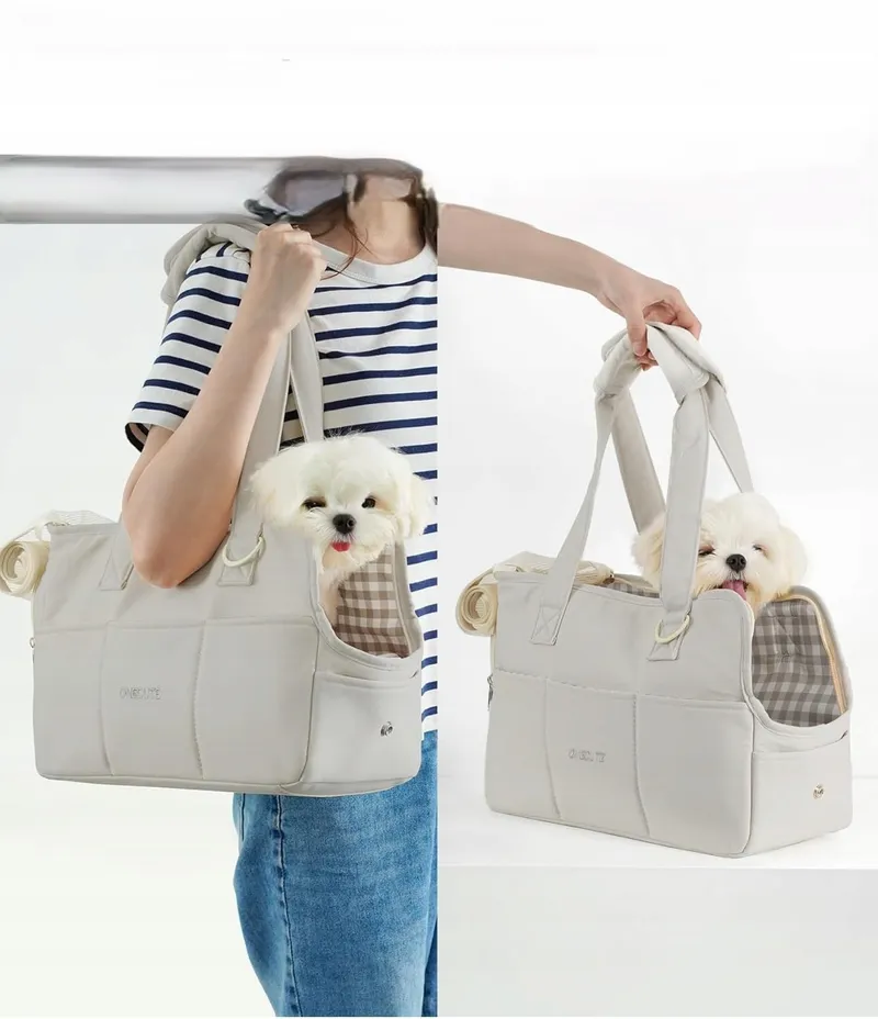 ONECUTE Draagtas Kleine Honden Katten Konijnen Opvouwbaar Grijs 34x16x25cm — foto 13