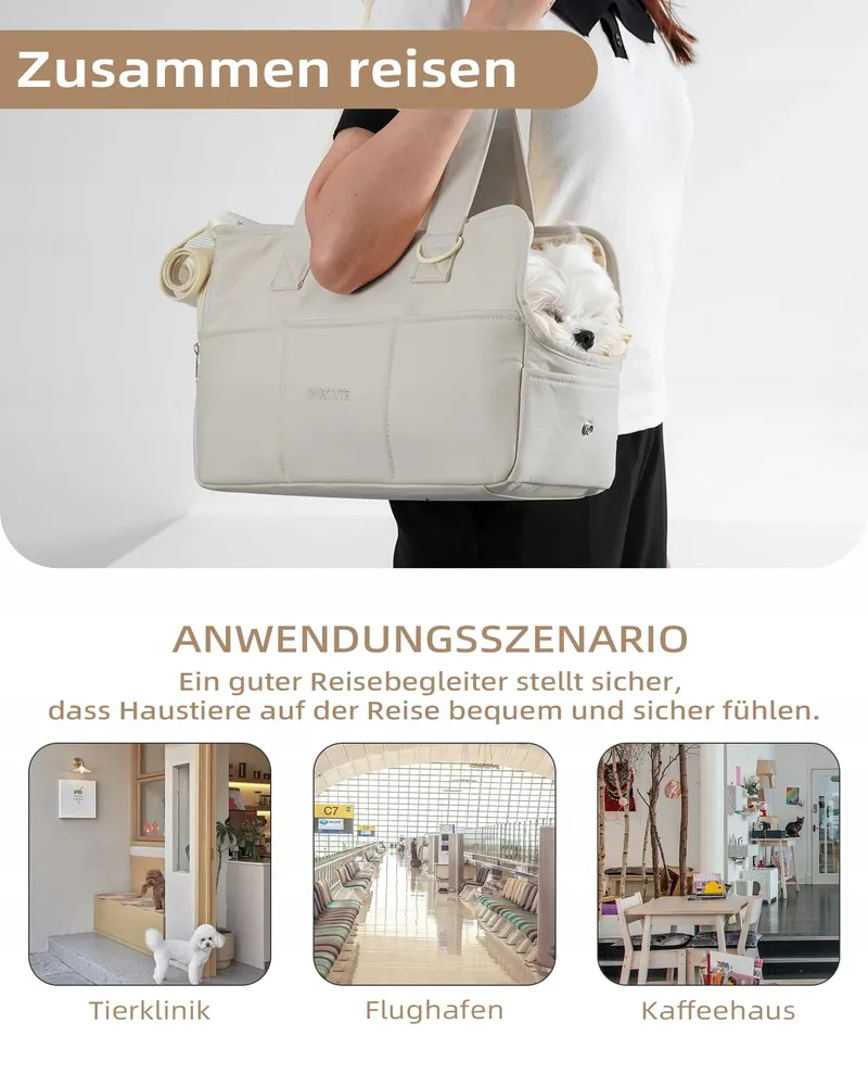 ONECUTE Draagtas Kleine Honden Katten Konijnen Opvouwbaar Grijs 34x16x25cm — foto 6