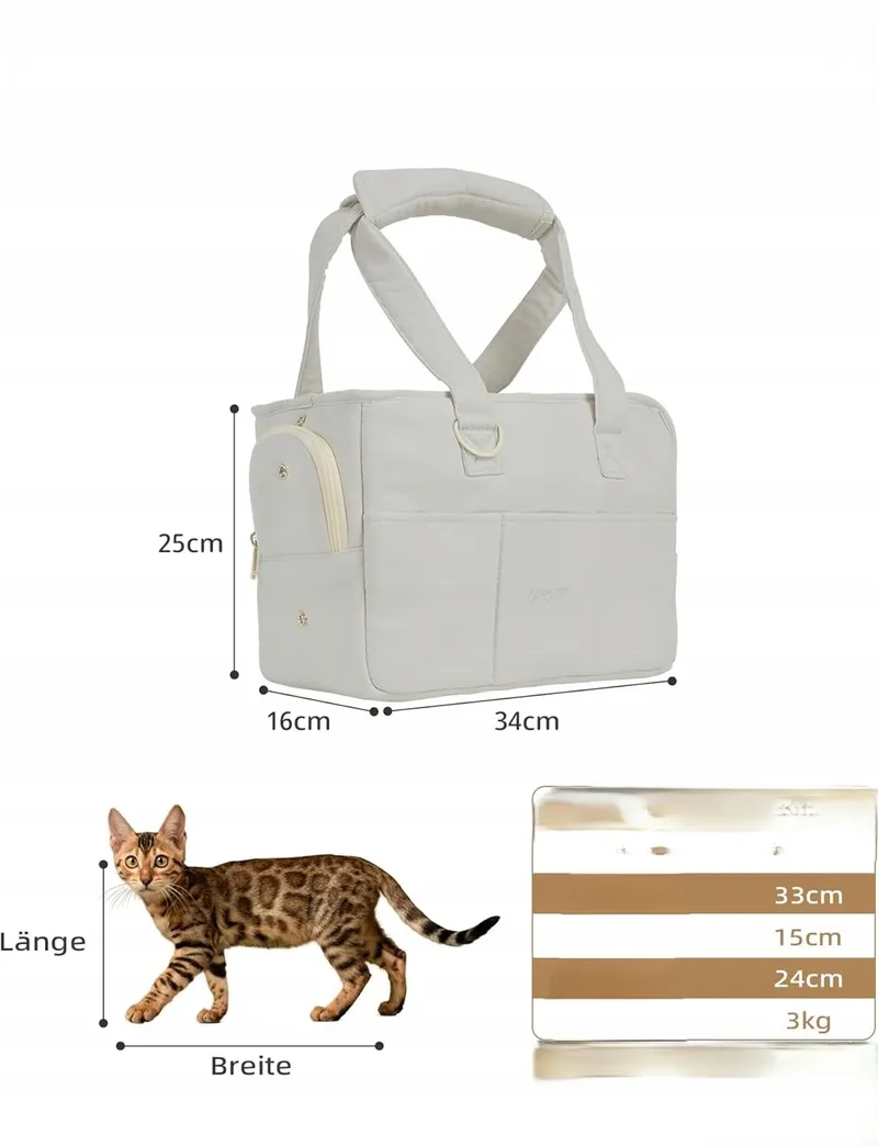 ONECUTE Draagtas Kleine Honden Katten Konijnen Opvouwbaar Grijs 34x16x25cm — foto 11