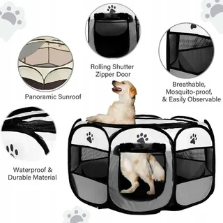 BRIMOREA Puppyren Opvouwbaar 91x91x58cm Honden Katten Konijnen — miniatuur 7