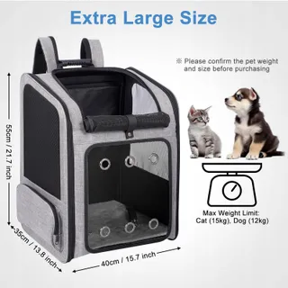 FASRIOU Rugzak Kat Hond tot 15kg Opvouwbaar Geventileerd Grijs — miniatuur 3
