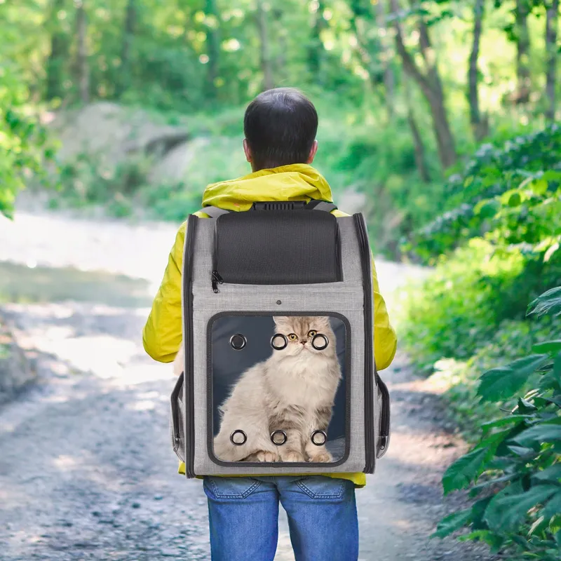 FASRIOU Rugzak Kat Hond tot 15kg Opvouwbaar Geventileerd Grijs — foto 7
