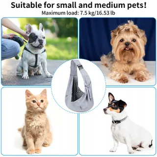 SARSUMIR Hondentas Verstelbare Schouderriem tot 7.5kg Grijs — miniatuur 5
