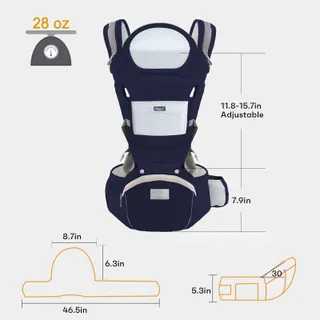 IULONEE Ergonomische Draagzak met Zitje 3-20kg Marineblauw — miniatuur 4