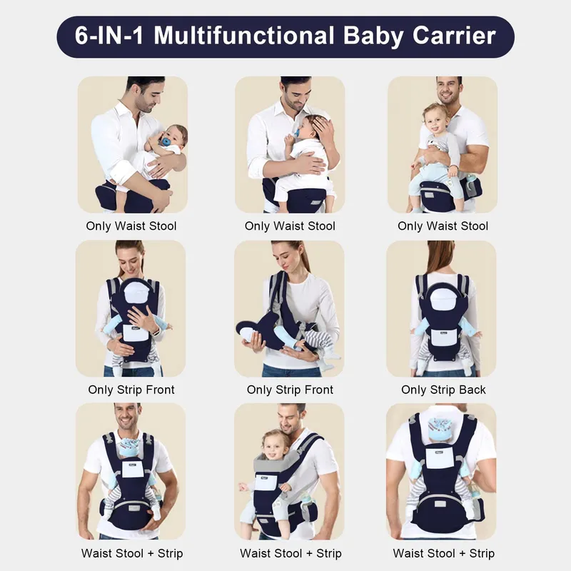 IULONEE Ergonomische Draagzak met Zitje 3-20kg Marineblauw — foto 5