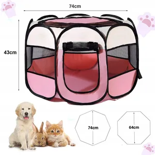 BRIMOREA Opvouwbare Puppyren 74x74x43cm Roze — miniatuur 8
