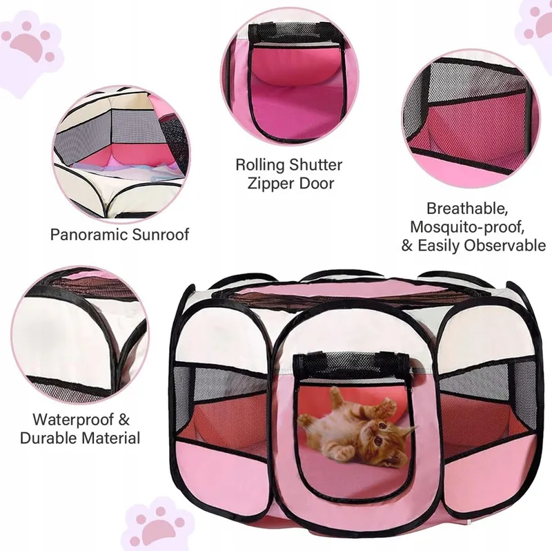 BRIMOREA Opvouwbare Puppyren 74x74x43cm Roze — foto 6
