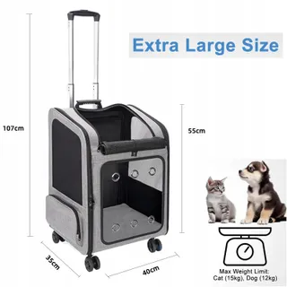 FASRIOU Huisdierenrugzak Met Wieltjes Opvouwbaar Kat Hond Tot 15kg — miniatuur 2