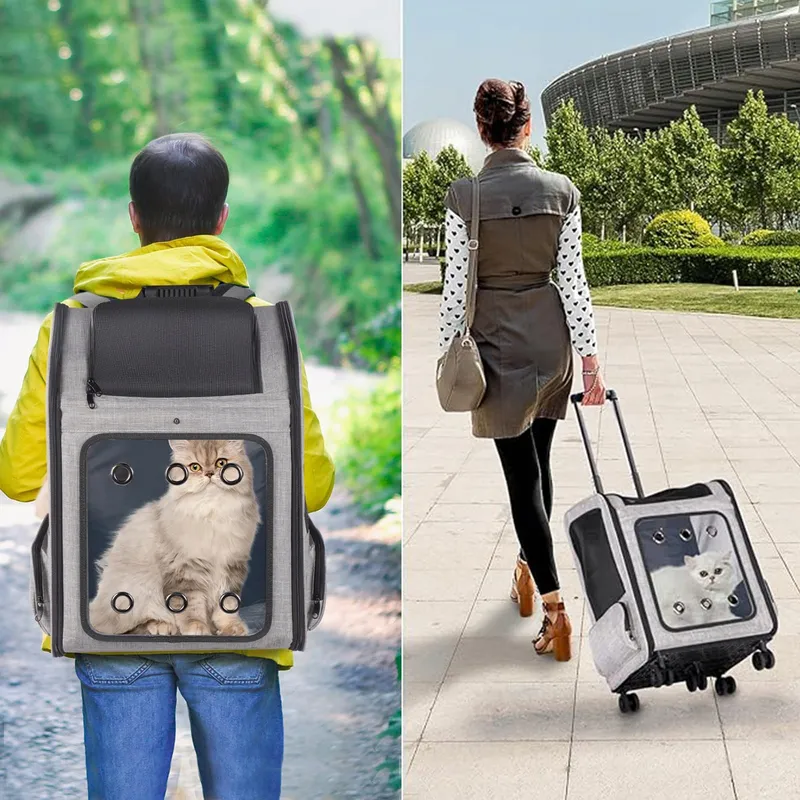 FASRIOU Huisdierenrugzak Met Wieltjes Opvouwbaar Kat Hond Tot 15kg — foto 7