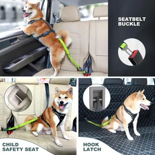 IOKHEIRA Veiligheidsgordel Hond Auto Verstelbaar Neongroen — miniatuur 6