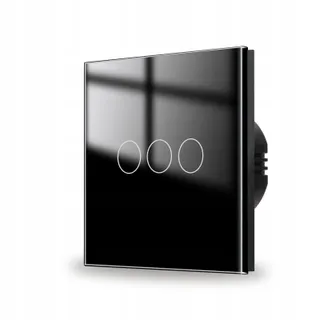 JIMEIDA Touchschakelaar 3-Kanaals Zwart Glazen Paneel LED 240V 500W — miniatuur 1
