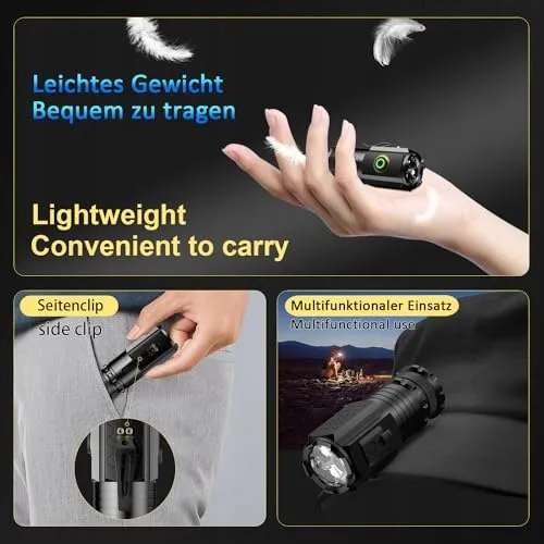 ASORT Mini LED Zaklamp 5000 Lumen 5 Modi IPX6 Waterdicht — foto 5