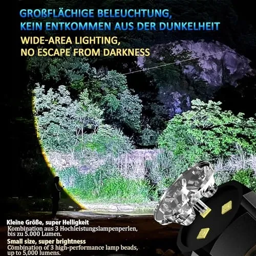 ASORT Mini LED Zaklamp 5000 Lumen 5 Modi IPX6 Waterdicht — foto 4