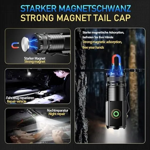 ASORT Mini LED Zaklamp 5000 Lumen 5 Modi IPX6 Waterdicht — foto 3