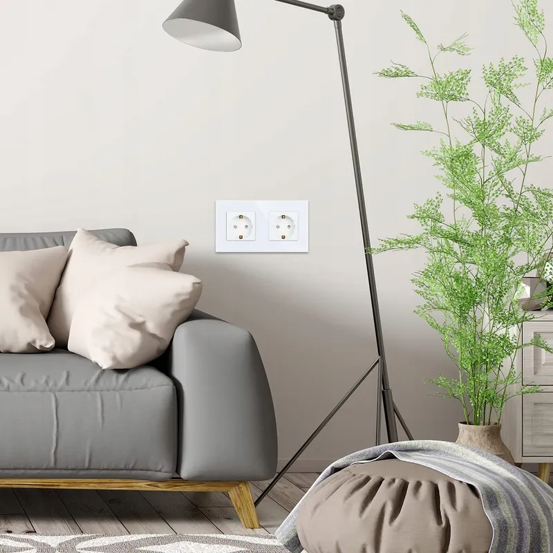 JIMEIDA Dubbel Stopcontact Wit 16A Glas Schuko Inbouw 250V — foto 6