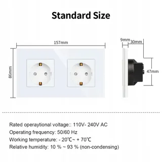 JIMEIDA Dubbel Stopcontact Wit 16A Glas Schuko Inbouw 250V — miniatuur 5