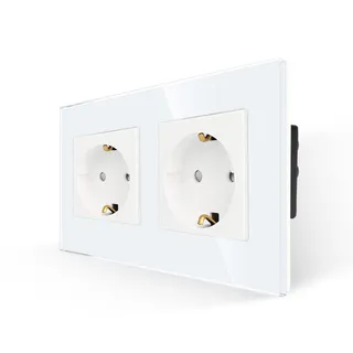 JIMEIDA Dubbel Stopcontact Wit 16A Glas Schuko Inbouw 250V — miniatuur 1