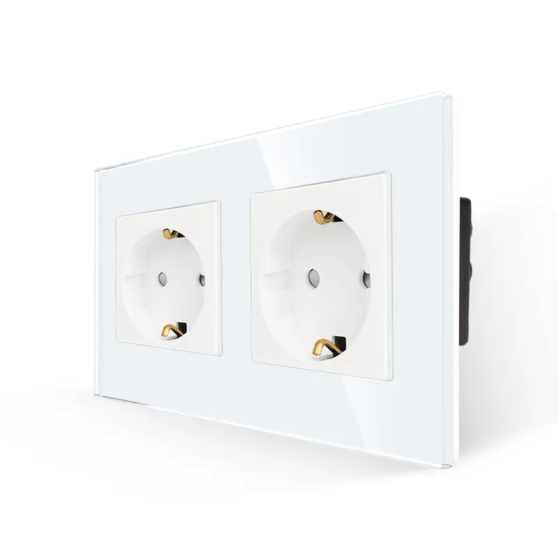 JIMEIDA Dubbel Stopcontact Wit 16A Glas Schuko Inbouw 250V — foto 1