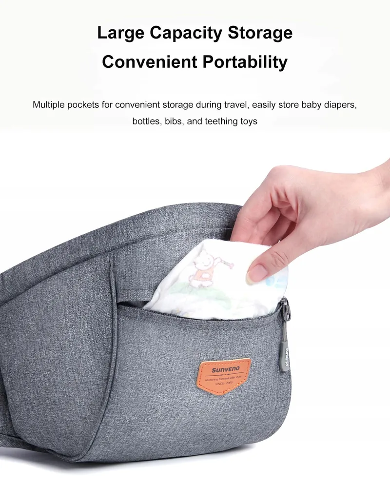 SUNVENO Ergonomische Heupdrager Baby 0-20kg Grijs — foto 5