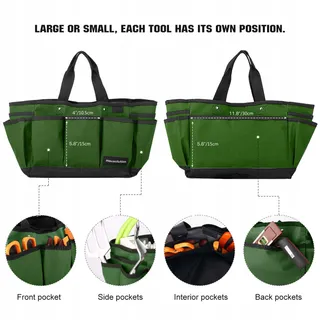 HOUSOLUTION Tuingereedschapstas Stevig 12 Inch Groen — miniatuur 3