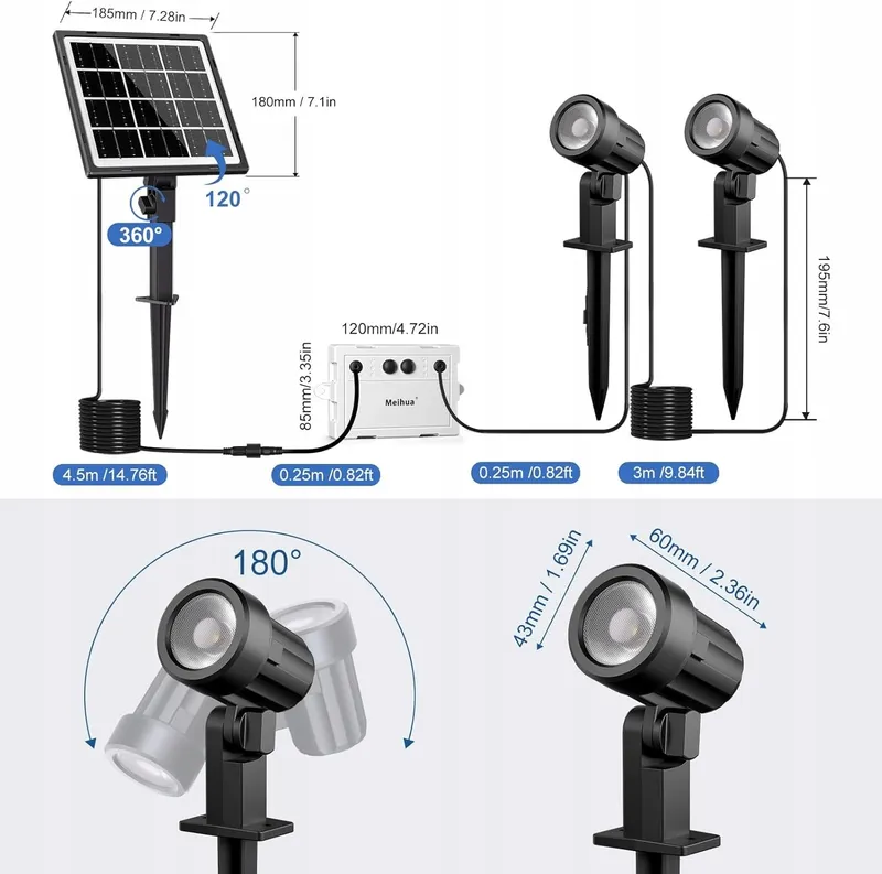 MEIHUA Solar Schijnwerper Afstandsbediening 2 Stuks IP66 — foto 12