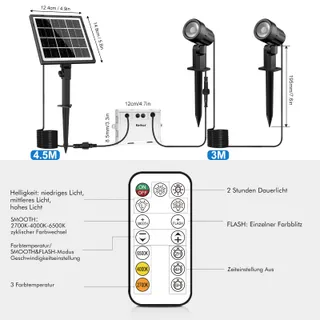 MEIHUA Solar Schijnwerper Afstandsbediening 2 Stuks IP66 — miniatuur 7