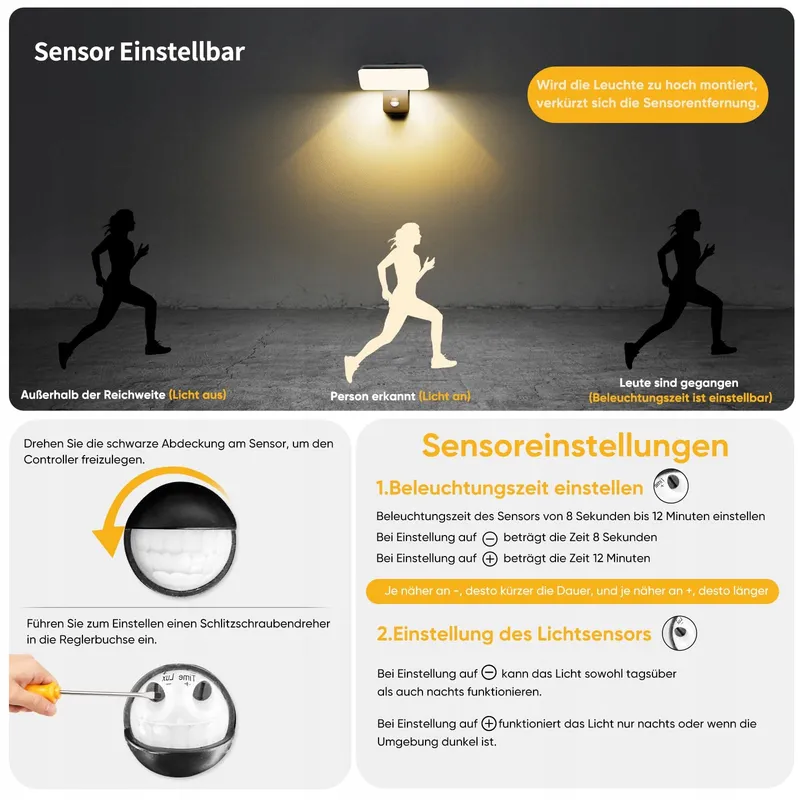 BRIGHTOWER LED Buitenlamp 24W Met Bewegingssensor IP65 Zwart — foto 3