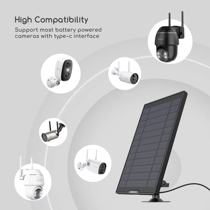 COOAU Solar Zonnepaneel Beveiligingscamera 360° 3M Kabel — foto 2