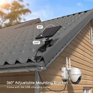 COOAU Solar Zonnepaneel Beveiligingscamera 360° 3M Kabel — miniatuur 3