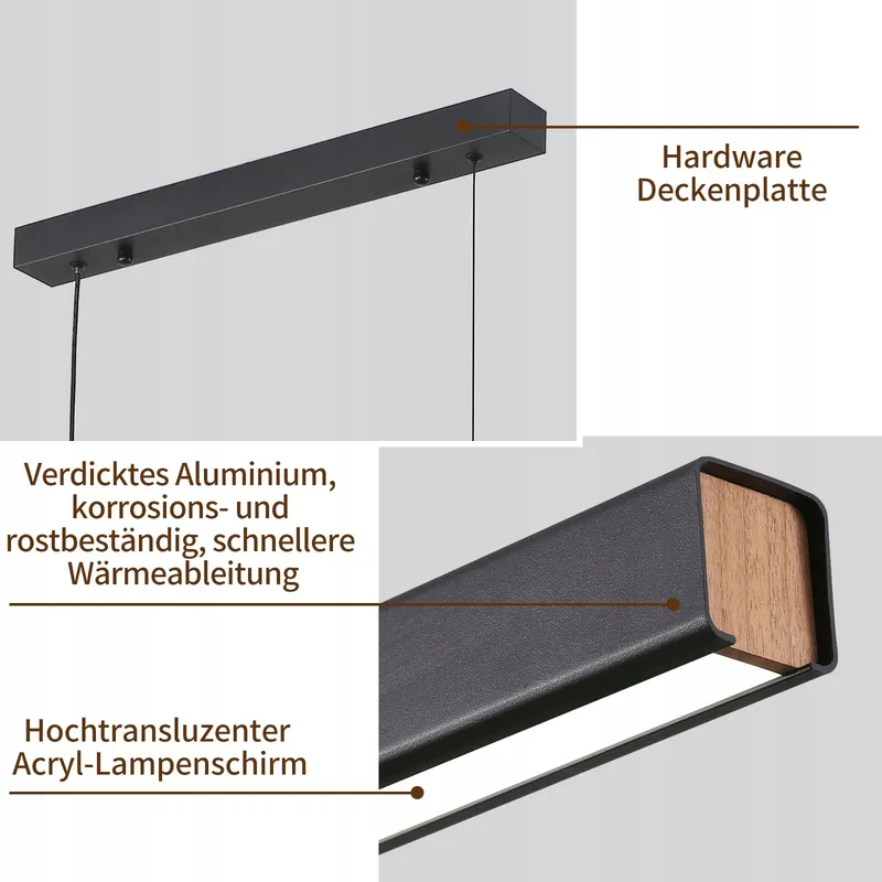 MIKERU Moderne LED Hanglamp Dimbaar 120cm 3 Kleuren Eetkamer — foto 5