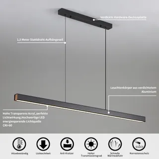MIKERU Moderne LED Hanglamp Dimbaar 120cm 3 Kleuren Eetkamer — miniatuur 4