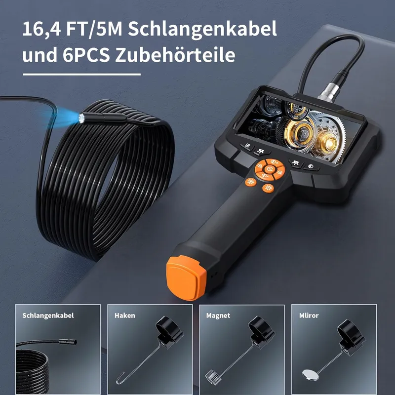 QIMIC Inspectiecamera 15m 8mm IP67 Waterdicht 8 LED 4.3 Inch Scherm — foto 5