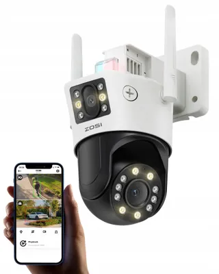 ZOSI Buitencamera 8MP Pan Tilt Dual Lens 8X Zoom AI WiFi 2.4G