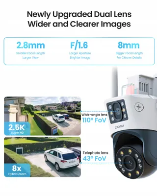 ZOSI Buitencamera 8MP Pan Tilt Dual Lens 8X Zoom AI WiFi 2.4G — miniatuur 3